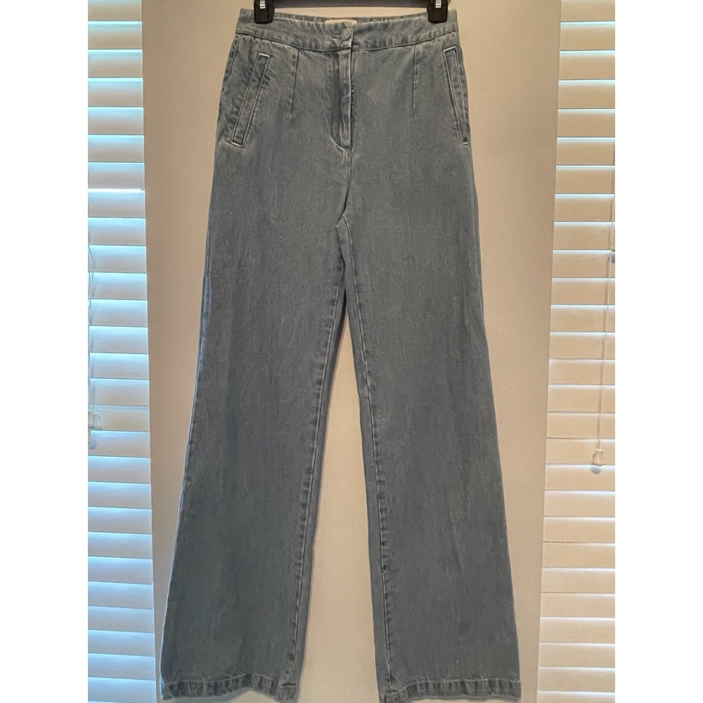 Sezane Martin Jean Wide Leg High Waisted Jeans Trousers 36